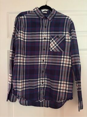 Men's American Eagle Blue Plaid Button-Up Shirt